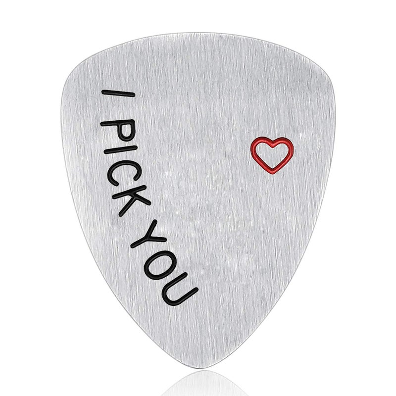 Nimteve Husband Boyfriend Gifts Guitar Picks Gifts for Musician Husband Boyfriend Dad, Valentine's Day Gift for Him, Wedding Anniversary Present for Men (I Pick You) - Image 1